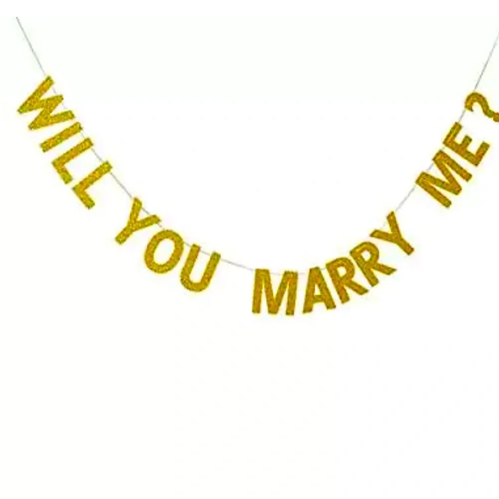 Gold Glitter 'Will You Marry Me?' Banner